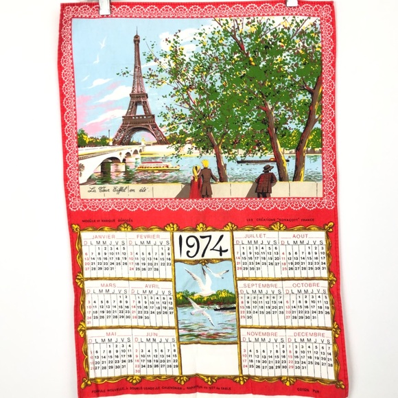 Vintage 1974 Paris France Eiffel Tower Tapestry
